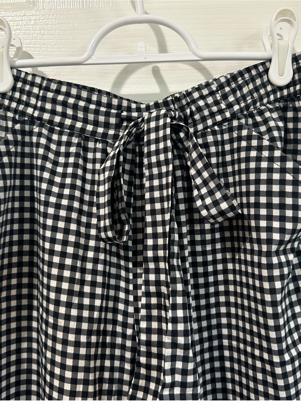 Zara Black & White Gingham Wide Leg Tie-Waist Pants Small - Picture 2 of 5